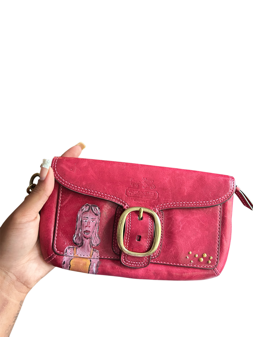 “Girl in Red” Coach wristlet
